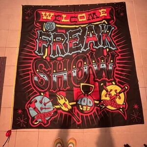 Sourpuss Black and Red Freak Show Shower Curtain